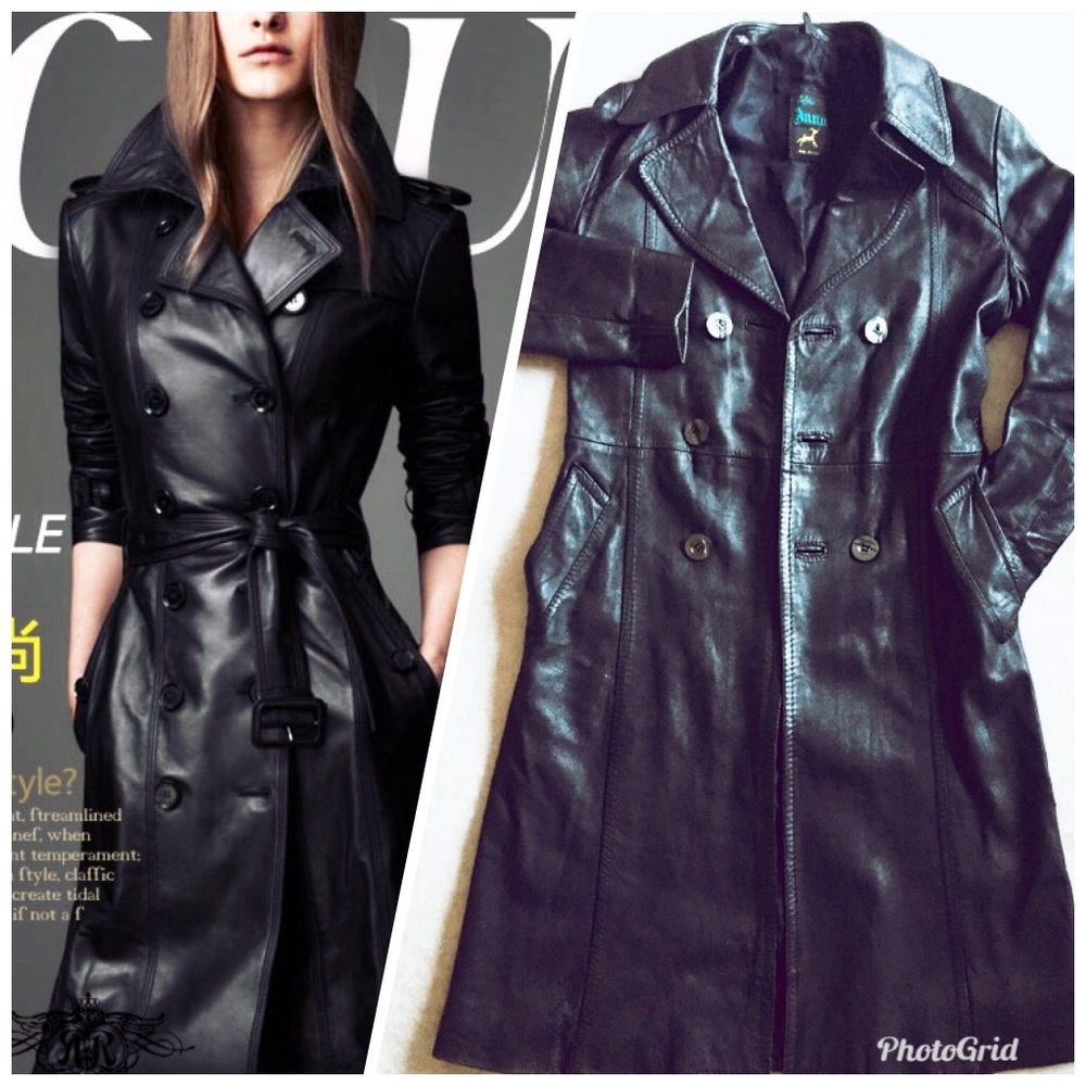 Real Leather Trench Coat